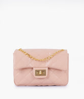 Baby pink quilted mini bag with chain